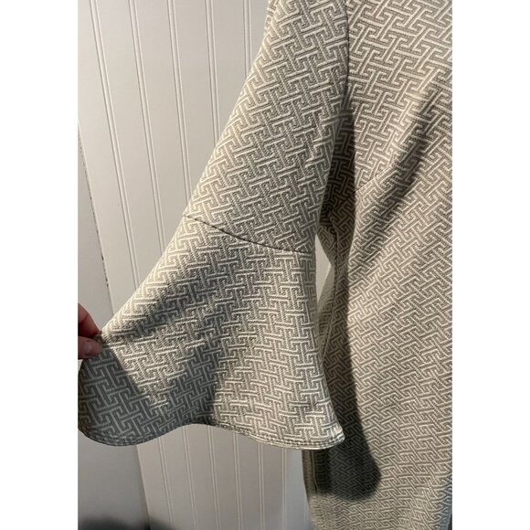 Tyler Böe Beige Geometric Textured Dress With Bell Sleeves Size L - Picture 9 of 12